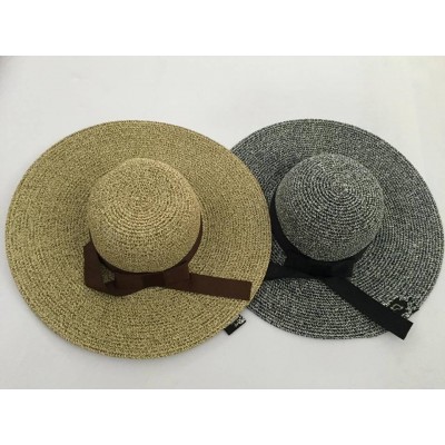 Natural Ribbon 's Crushable Packable Wide Brim Straw Floppy Hat SPF50 Beach  eb-17940649